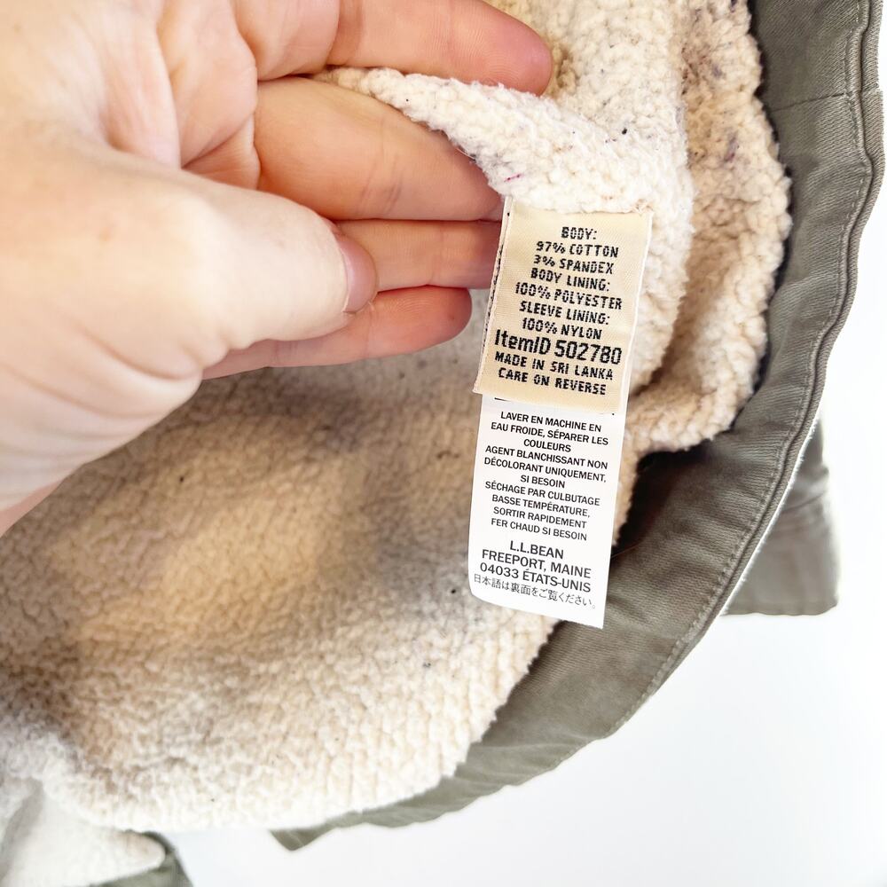 L.L. Bean Sherpa Lined Field Utility Anorak Jacket Dusty Olive Green Medium - Picture 4 of 6